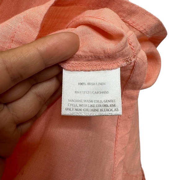 Eileen Fisher 100% irish linen peach half button long sleeve swing style shirt - Picture 10 of 13
